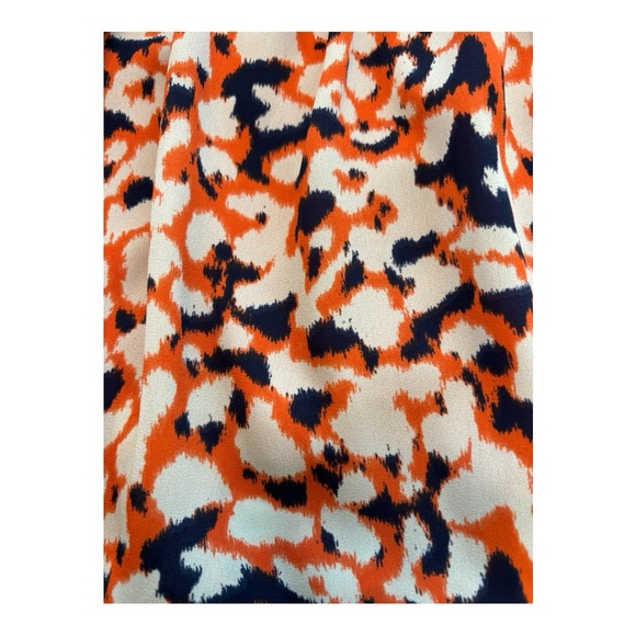 ADRIENNE Babydoll Navy Blue, Orange and White Dress Size S - Picture 3 of 5